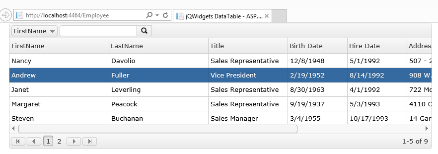 ASP .NET MVC5 - DataTable